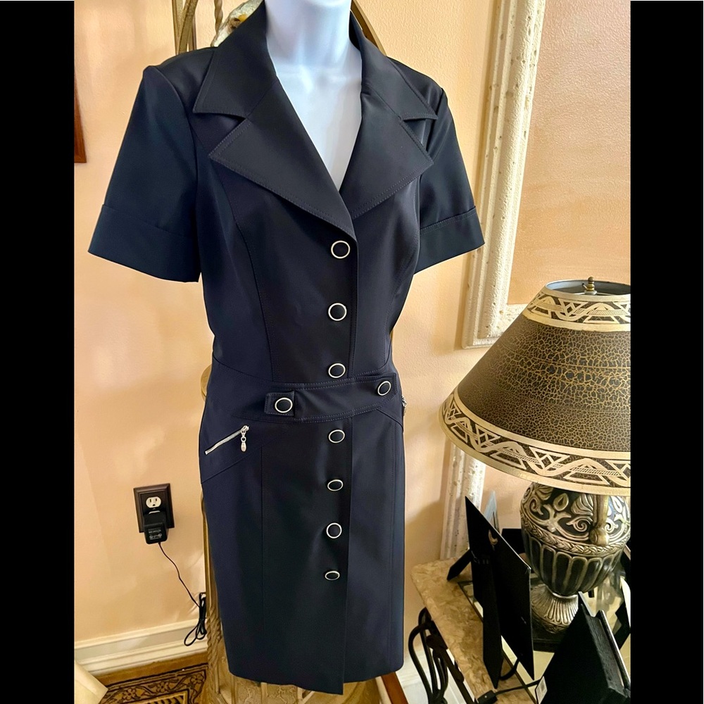 Escada for Neiman Marcus Shirtdress-Short Sleeve Button Down Dress